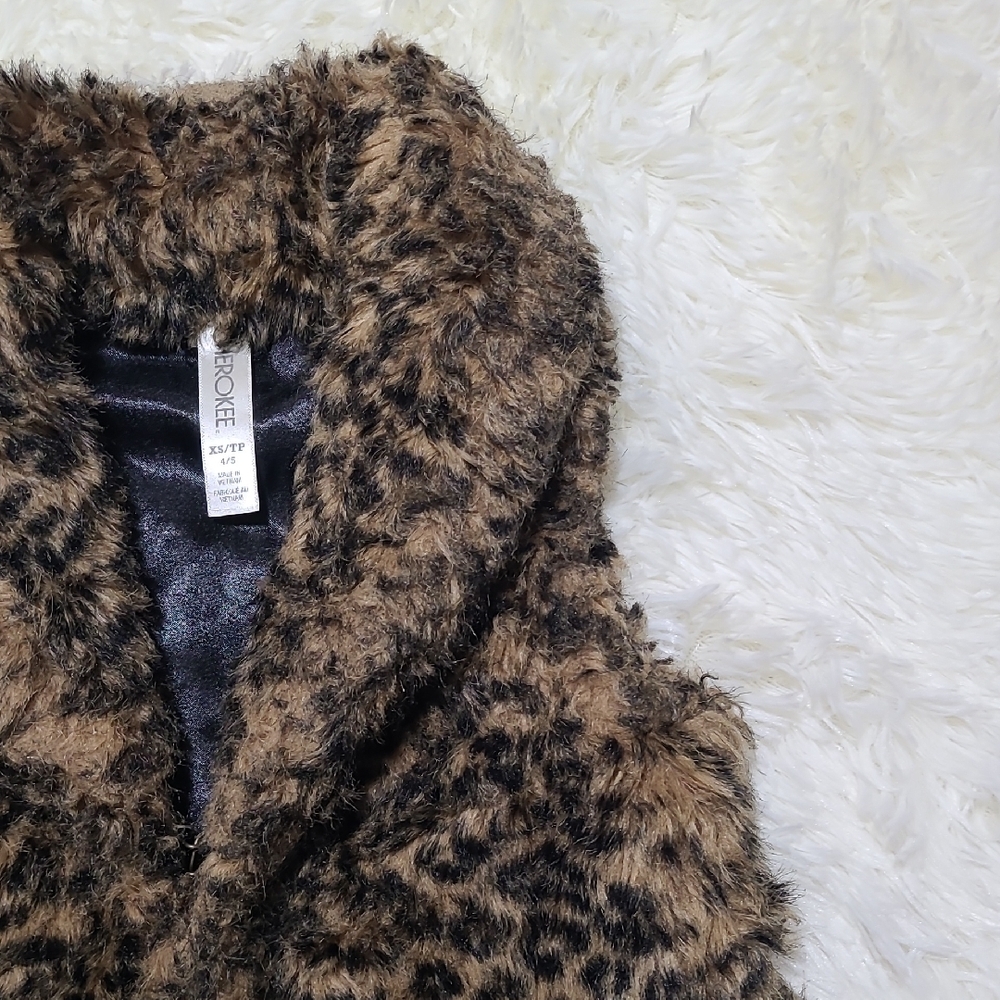 CHEROKEE‎ Girls Faux Fur Animal Print Vest - Size XS 4/5 - Picture 3 of 10